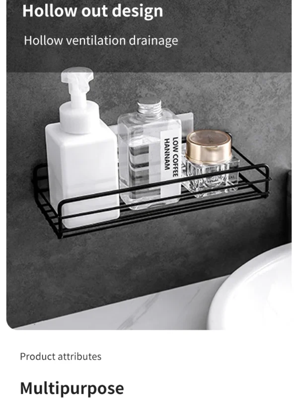 Wall‑Mounted Corner Storage Rack – Punch‑Free Single Shelf