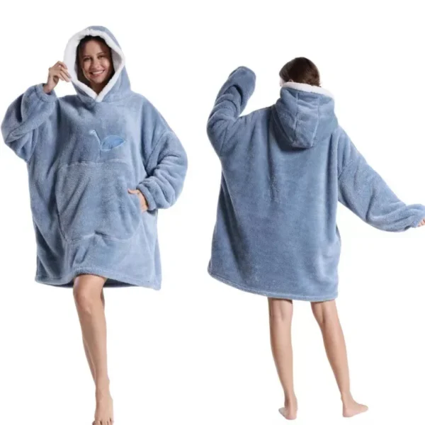 Extra Long Flannel Hooded Blanket for Winter Comfort