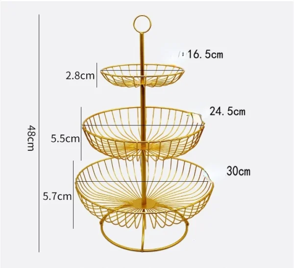 Fruit Bowl, 3-Tier Fruit Basket Large Fruit Stand Holder for Kitchen, Kitchen