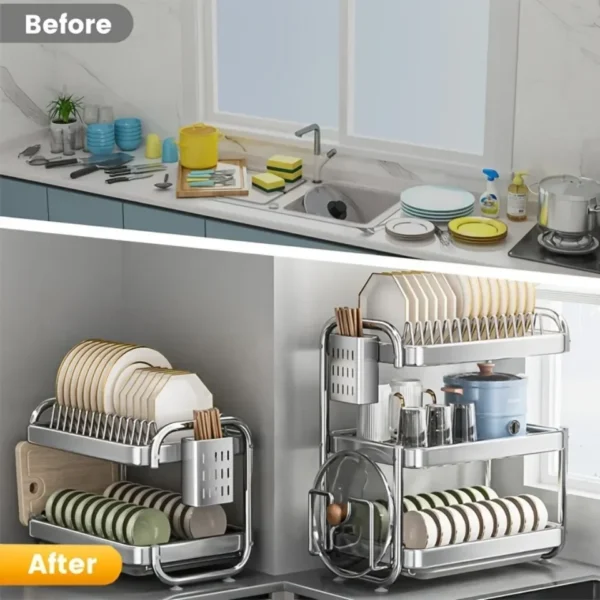 S7e75ac862c9a4eaf84b24e1b5a0512b63-3.webp Stainless Steel Multifunctional Dish Drying Rack Organizer