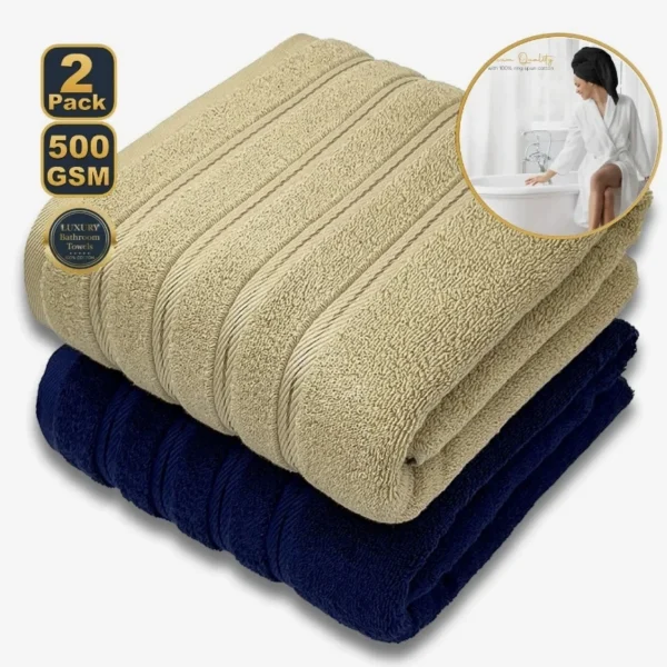 White Blue 2pcs Home Bath Towels 100% Egyptian Cotton Towel Couple Set Super Absorbent Terry Clothes Quick Drying Shower Towels