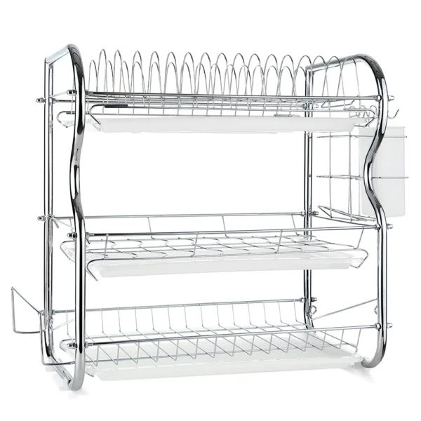 Multi-functional 3-Tier Dish Rack Kitchen Supplies Storage Rack Draining Rack