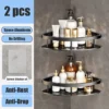 No‑Drill Aluminum Corner Bathroom Shelf – Wall Mounted Shower Organizer