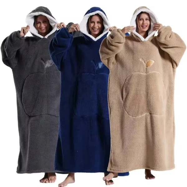 Extra Long Wearable Hooded Blanket for Winter Comfort