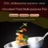 1pc 304 Stainless Steel Frying Pan, NonStick Pan Fried Steak Pot Uncoated Kitchen Cookware For Gas Stove and Induction Cooker
