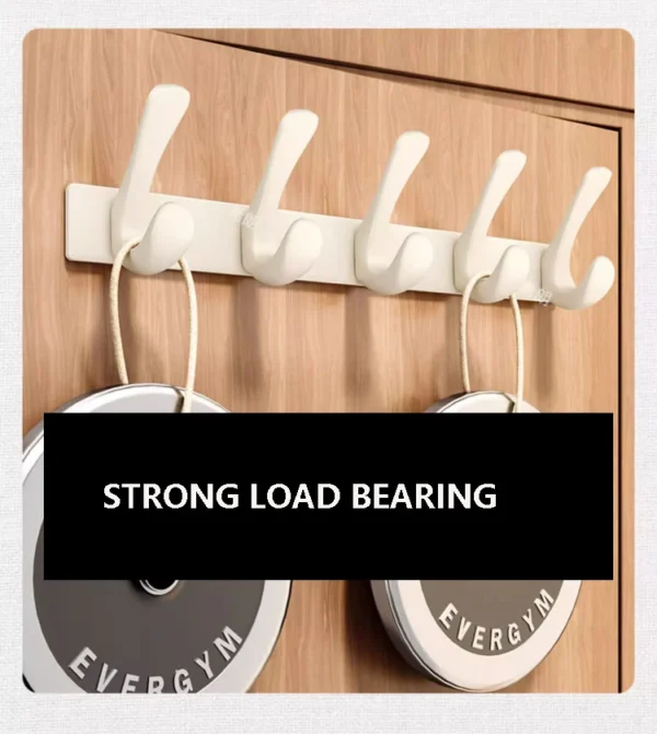 S8677bcf7a1a24b4c91834d6a54568672H-1.webp Wall Coat Rack – Metal Base Bathroom Clothes Hanger with 6 Hooks