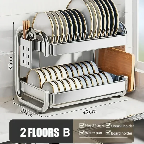 S8a9fea5617954114ac217f6ac95332cfB-2.webp Stainless Steel Multifunctional Dish Drying Rack Organizer