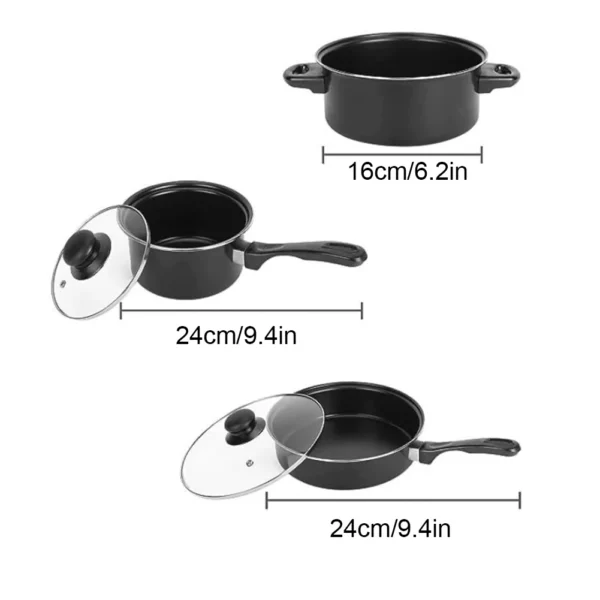 12-Piece Non-Stick Cookware Set Cooking Pot with Lid Milk Pot Maifan Stone Frying Pan Cooking Pot Set for All Hob