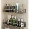 Wall‑Mounted Aluminum Bathroom Rack – Lacquered Single‑Tier Shelf