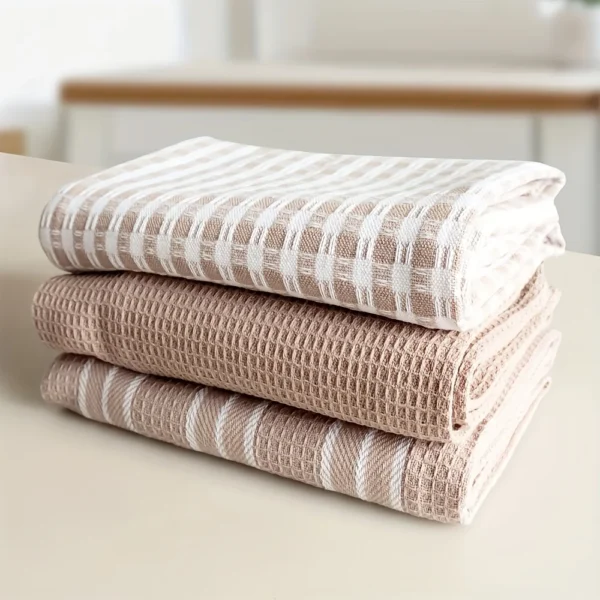 3‑Piece Soft & Absorbent Waffle‑Knit Kitchen Towels