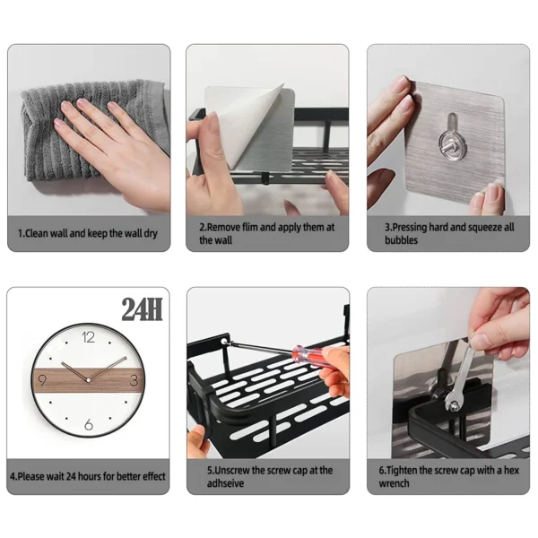 S92d9de61311c4466847ace24c3bafff3g-2.webp Bathroom Storage Rack – Wall‑Mounted Single‑Tier Corner Shelf