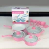 12Pcs Non Stick Cookware Set Milk Pot Maifan Stone Frying Pan with Lid Cooking Pot Set for All Types of Cooker
