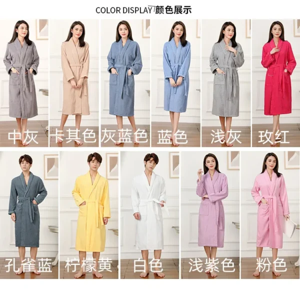 Women's 100% Cotton Toweling Terry Robe Unisex Lovers Soft Bath Robe for Men and Women Nightrobe Sleepwear Casual Home Bathrobe