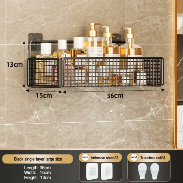 Bathroom Storage Rack – Non‑Perforated Wall‑Mounted Shelf