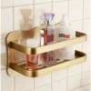 Wall‑Mounted Copper Bathroom Storage Rack – Single‑Tier Cosmetics Shelf