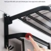 Black Space Aluminum Double‑Layer Folding Bathroom Towel Rack 50–60cm