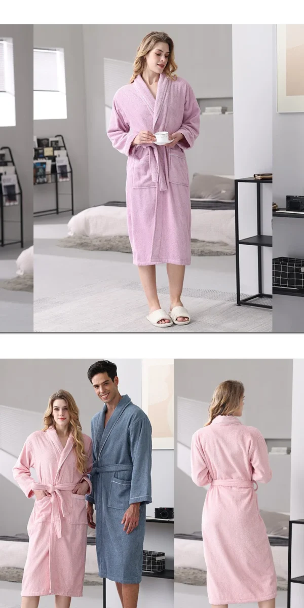 Pure Cotton Hotel Bath Robe – Unisex Kimono Towel Robe for Adults