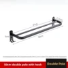Black Space Aluminum Double‑Layer Folding Bathroom Towel Rack 50–60cm