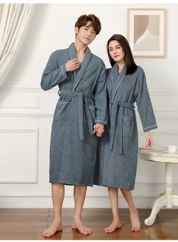 Women's 100% Cotton Toweling Terry Robe Unisex Lovers Soft Bath Robe for Men and Women Nightrobe Sleepwear Casual Home Bathrobe