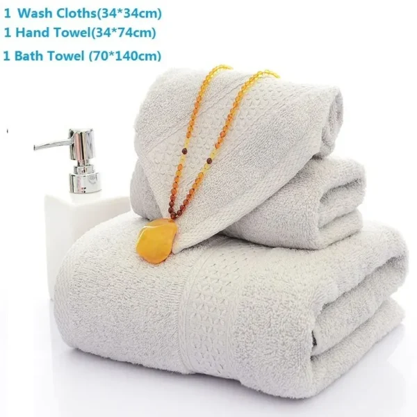 S9d0f75f95e3d48e19c96682be3edc7b9V.webp Soft 100% Cotton Bath Towel Set – Super Absorbent 3‑Pack