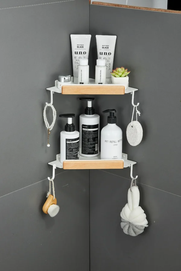 White Aluminum Bathroom Storage Rack – Folding Towel Rod & Wall‑Mounted Organizer