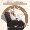 SB96c61949555516b.jpg Swivel Massage Recliner Chair Rocker, Overstuffed Manual Reclining Sofa, PU Leather Rocking Chair with Side Pockets, Cup Holders, for Living Room, Nursery, Brown