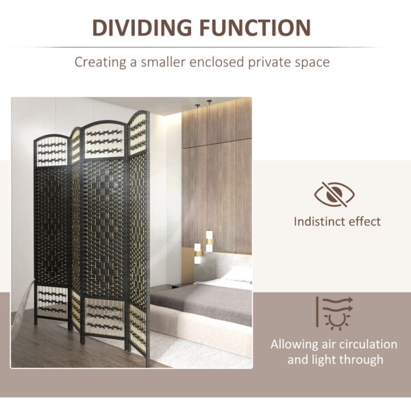 SLzf4318e8939e53e.jpg 4 Panel Folding Room Divider, Portable Privacy Screen, Wave Fiber Room Partition for Home Office, Black