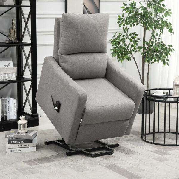 Electric Lift Recliner Chair Rising Power Chaise Lounge Fabric Sofa with Remote Control & Side Pocket for Living Room