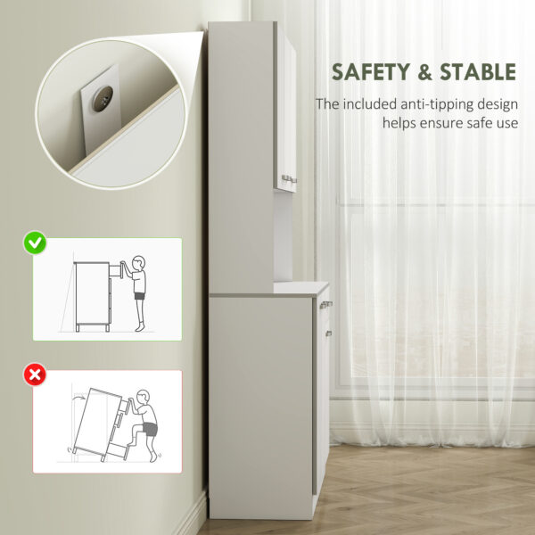 71" Modern Buffet with Hutch, Standing Kitchen Hutch with Storage Cabinets, Drawer, Open Space with Microwave Stand, White