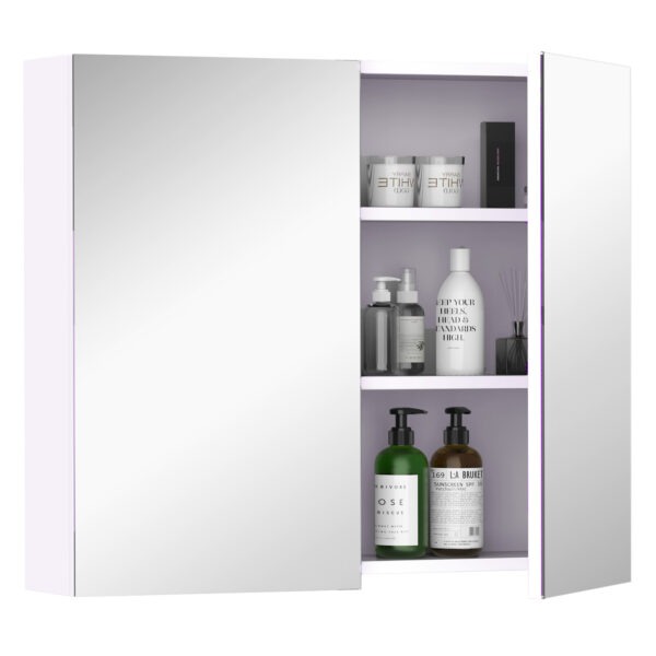 Wall Mount Mirrored Medicine Cabinet, Bathroom Mirror Cabinet with Adjustable Shelf, Double Soft Closing Doors, Light Lilac