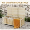 45 Gallon Wooden Storage Box patio Deck Box Bench, Garden Backyard Outdoor Storage Container, Natural