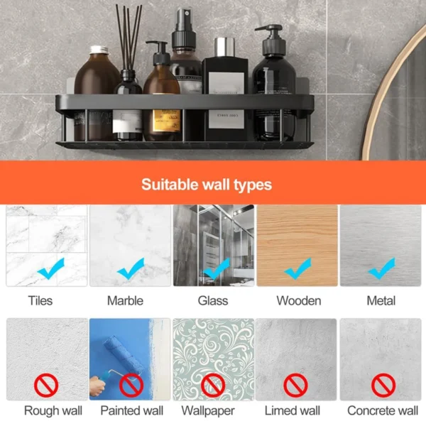 Bathroom Storage Rack – No‑Drill Wall‑Mounted Corner Shelf