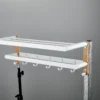 White Aluminum Bathroom Storage Rack – Folding Towel Rod & Wall‑Mounted Organizer