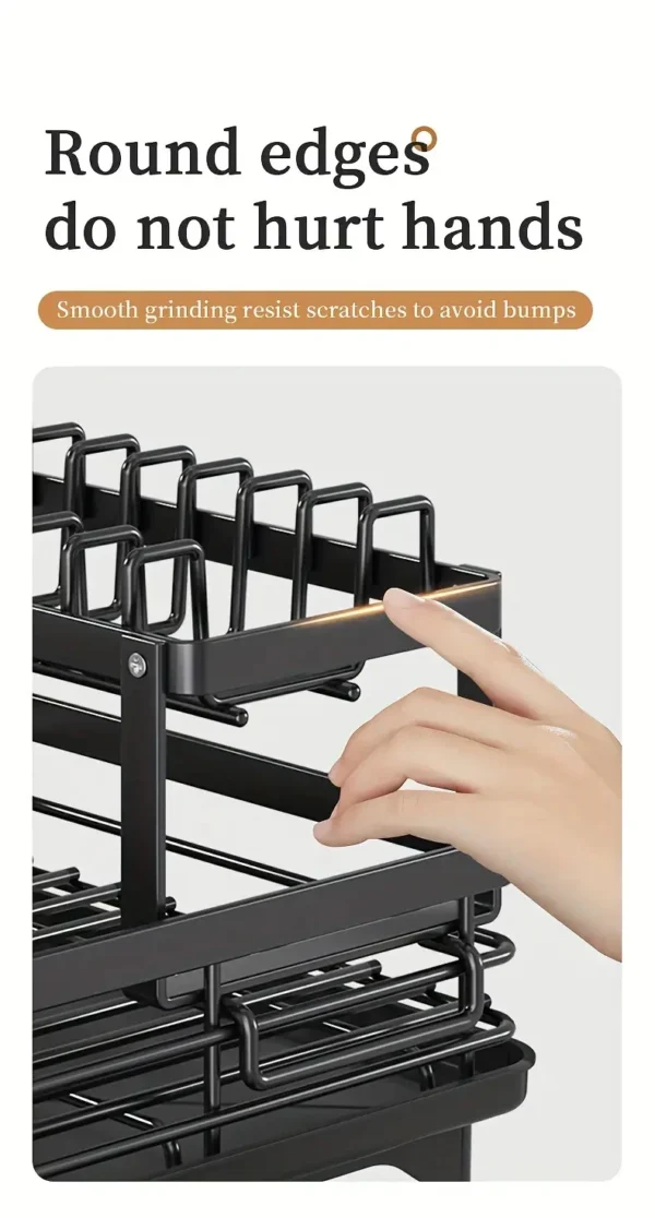 Sa3f8ef1056b34b3693b2a4871f49a0e7p-1.webp 2‑Tier Stainless Steel Dish Drying Rack with Drainboard