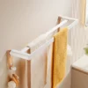 White Aluminum Bathroom Storage Rack – Folding Towel Rod & Wall‑Mounted Organizer