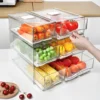 Fridge Organizer, Stackable Refrigerator Organizer Bins Reusable Food Storage Containers Fridge Drawer Organizer in Home Kitchen