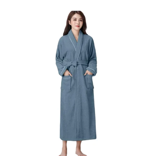 Sa704ecb91ed241b997fa8841e1dfd26eU.webp Fashion Robe Lovers Soft Bath Robe Nightrobe Sleepwear Male Casual Home Bathrobe Hotel Robe 100% Cotton Toweling Terry Robe