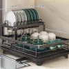 Sa7dc42de8742408fbcf6685c9d7aa349a-2.webp 2‑Tier Stainless Steel Dish Drying Rack with Drainboard