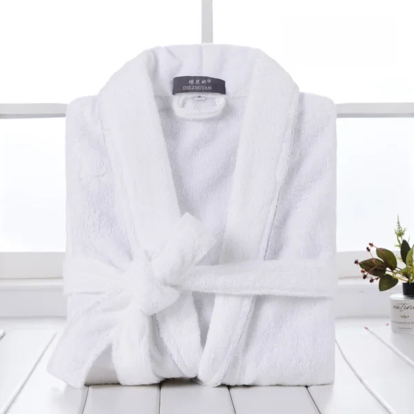 Pure Cotton Hotel Bath Robe – Unisex Kimono Towel Robe for Adults