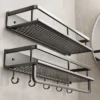 Wall‑Mounted Aluminum Bathroom Rack – Lacquered Single‑Tier Shelf