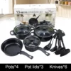 12Pcs Non Stick Cookware Set Milk Pot Maifan Stone Frying Pan with Lid Cooking Pot Set for All Types of Cooker