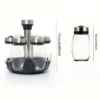 1set Spice Jar Set Rack Glass Organizer Rotating Glass Seasoning Sugar Pepper Bottles Salt Shakers Holder Kitchen Storage Rack