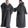 Extra Long Wearable Hooded Blanket for Winter Comfort