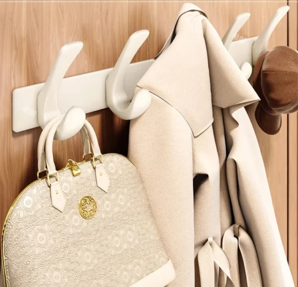 Sb5f343cabeed4c0dac60713f6b7ca428i-1.webp Wall Coat Rack – Metal Base Bathroom Clothes Hanger with 6 Hooks