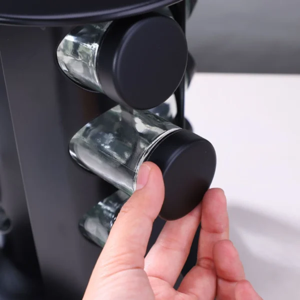 Sbc7dbc810ae74d4f8576ed184d9bd3ceq.webp 360° Rotating Glass Spice Rack Set – 9 Glass Seasoning Jars with Swivel Stand