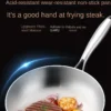 1pc 304 Stainless Steel Frying Pan, NonStick Pan Fried Steak Pot Uncoated Kitchen Cookware For Gas Stove and Induction Cooker