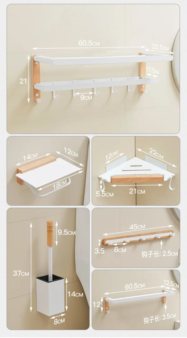 White Aluminum Bathroom Storage Rack – Folding Towel Rod & Wall‑Mounted Organizer