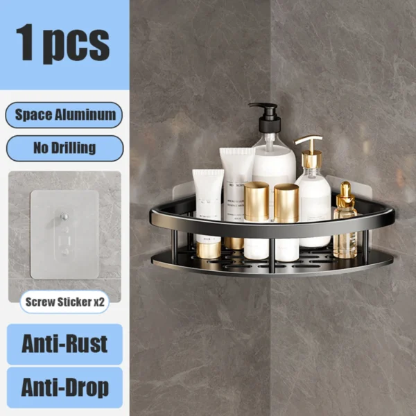 Bathroom Storage Rack – No‑Drill Wall‑Mounted Corner Shelf