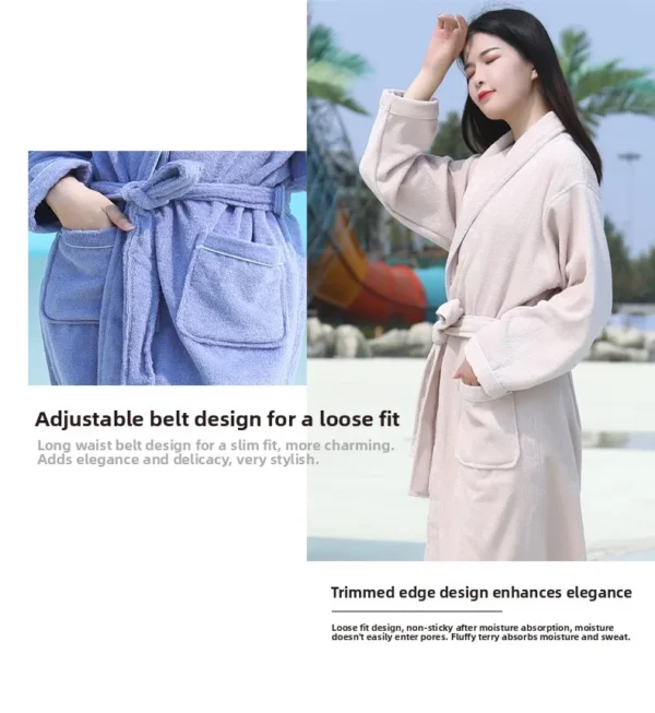 Pure Cotton Hotel Bath Robe – Unisex Kimono Towel Robe for Adults