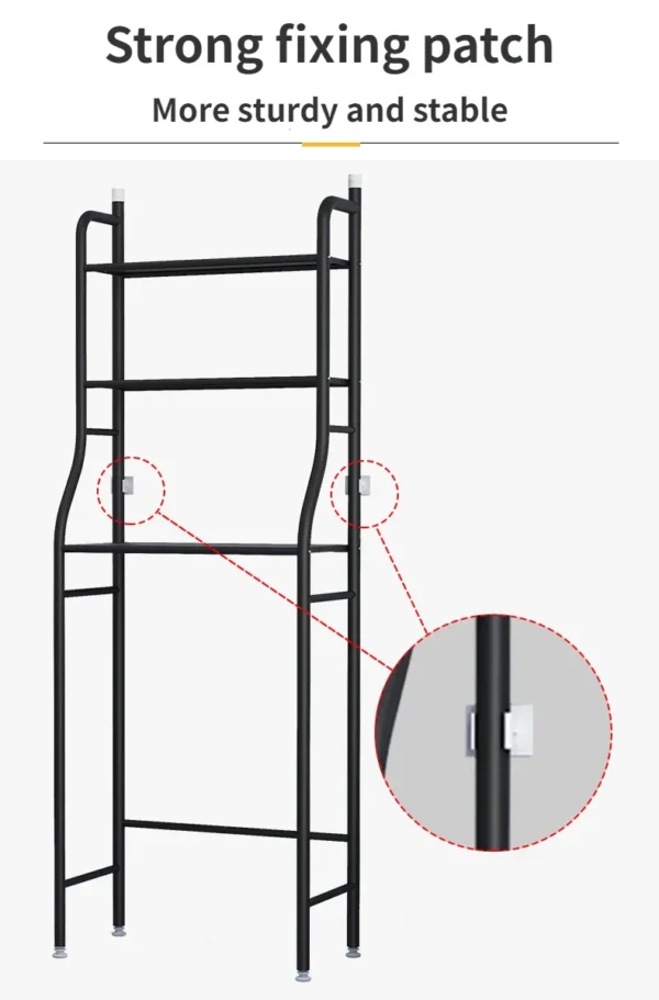Floor‑Standing Metal Toilet Storage Rack – Punch‑Free Bathroom Organizer Shelf